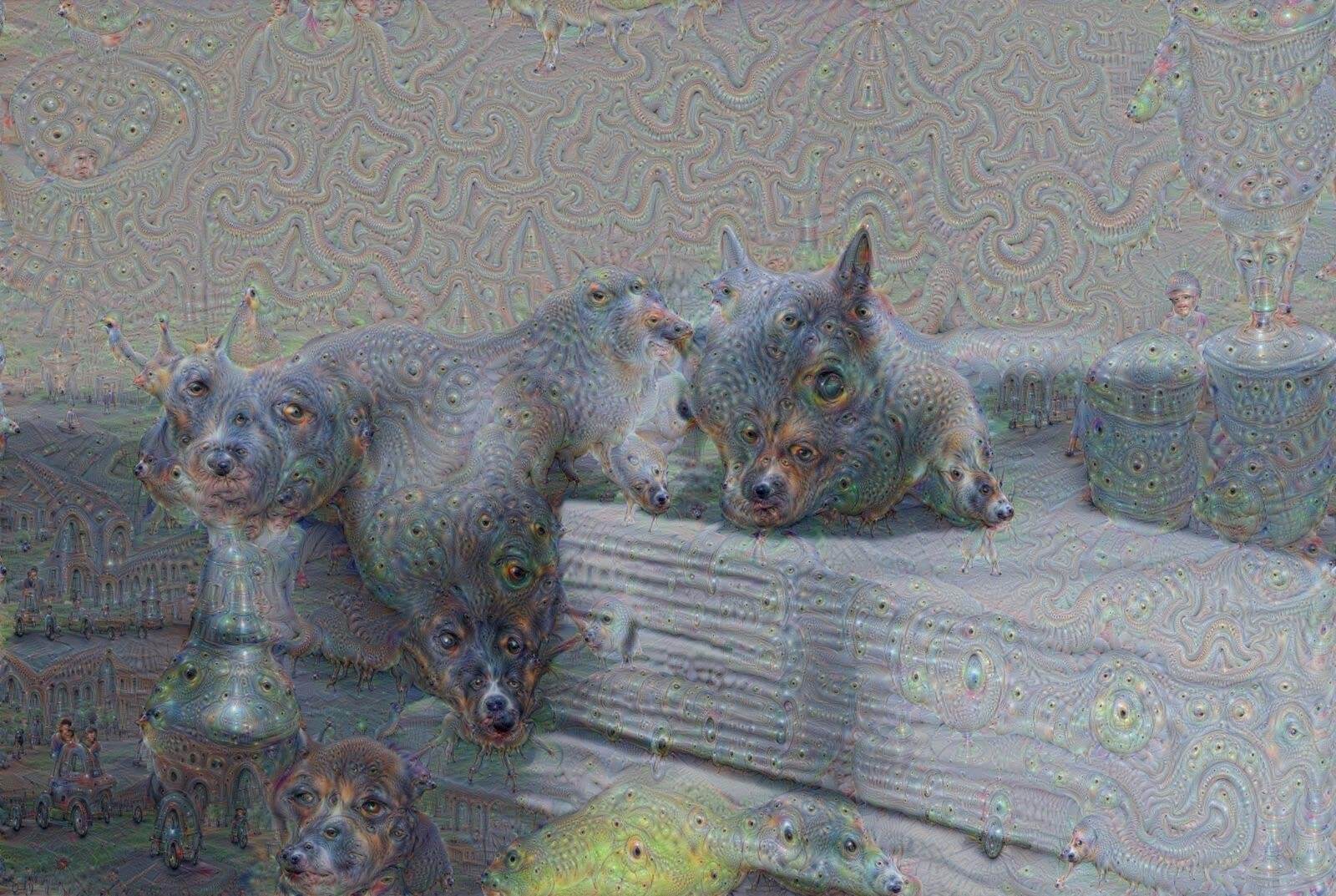Figure 7.3 “Dogslug cum puppyslug,” created using DeepDream, 2015